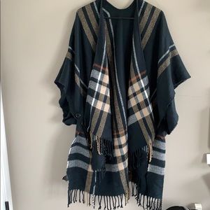 Button Sleeve Poncho